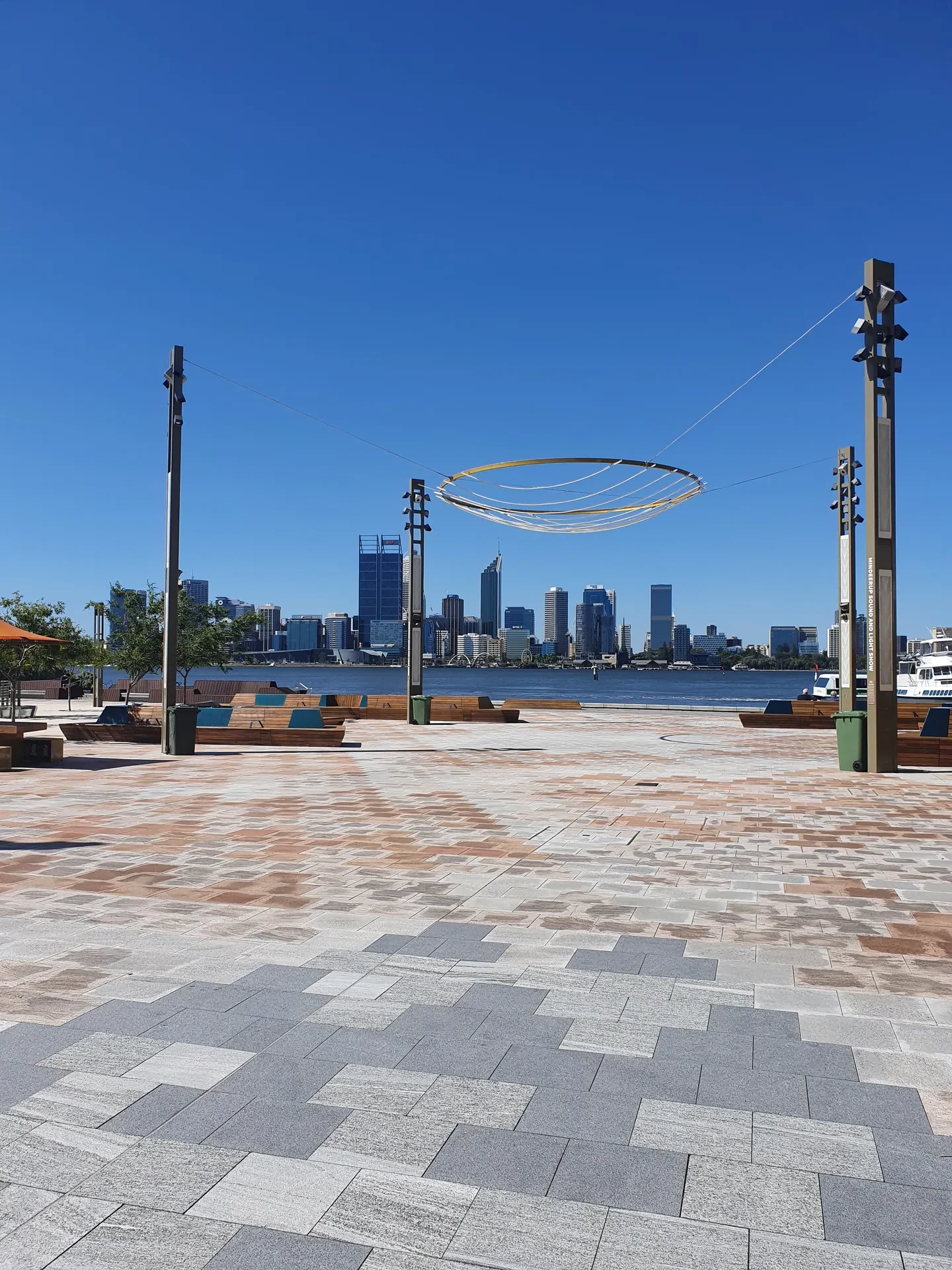 Elizabeth Quay promenade with Perth city skyline