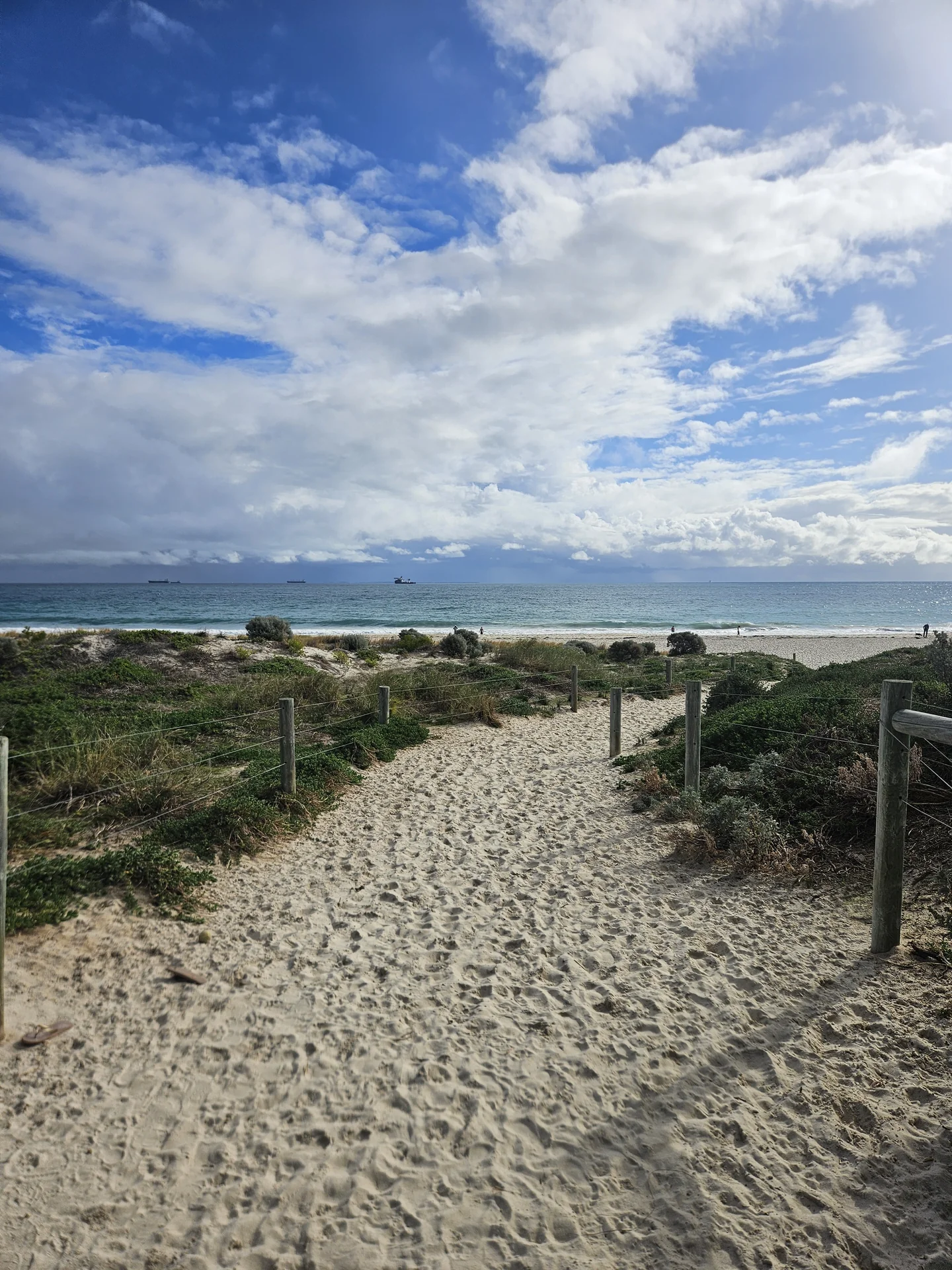 Peaceful sandy path through Perth beach dunes